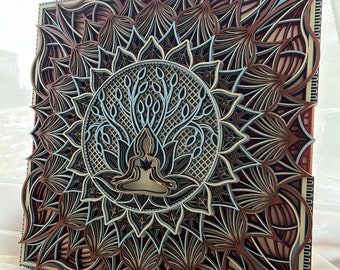 WOODEN MANDALA BUDDHA Tree of life Spiritual Wall Decor, Spiritual Gift for Yoga Studio, Meditation Altar Decor, Handmade Wall Art Zen Decor