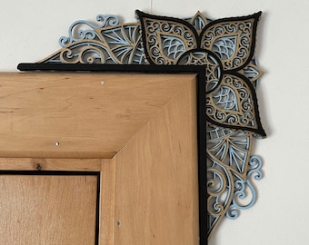 MANDALA DOOR CORNER Topper, decoración minimalista del hogar de madera - adorable pieza decorativa para puertas, regalo de bienvenida para los amantes de los gatos, regalo para ella