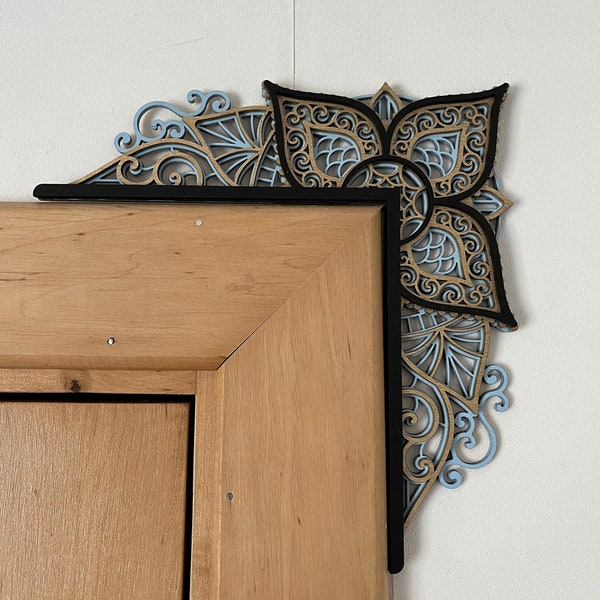 MANDALA DOOR CORNER Topper, Wood Minimalist Home Decor - Adorable Decorative Piece for Doors, Housewarming Gift for Cat Lovers, Gift For Her