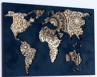 WOOD MAP MANDALA Wall Art - A Fusion Of Wanderlust And Spiritual Exploration - A Beautiful Mandala-Inspired Artwork For Travel Lovers