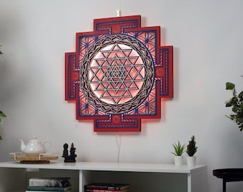 Lampada da parete a LED Sri Yantra Mandala, arte della geometria sacra