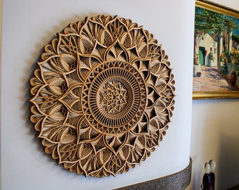 Mandala Wall Art, Wood Boho Decor, Sacred Geometry Art, Handcrafted Spiritual Gift, Housewarming Art