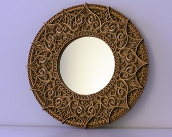 Decorative Mirror, Black Mirror, Ornate Circle Mandala Mirror