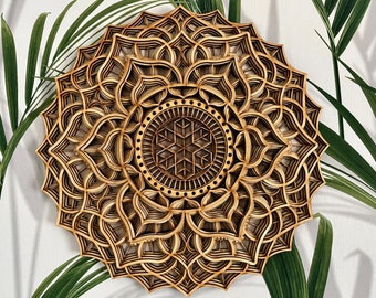 WOOD MANDALA DECOR Spiritual Wall Art Wood Decor Spiritual Gift Sacred Geometry Art Meditation Altar Decor Moving Present Boho Art Apartment