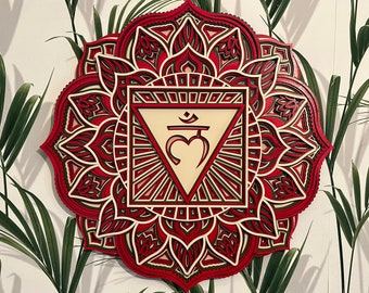 ROOT CHAKRA MANDALA (Muladhara) Wall Art Geometric Wood Wall Decor Wall Hanging Apartment Decor Spiritual Gift Yoga Studio Meditation Altar