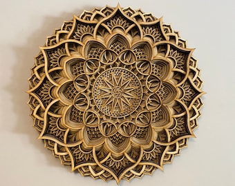 MANDALA WOOD WALL Decor, Sacred Geometry Art, Handcrafted Rustic Boho Home Accent