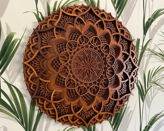 WOODEN MANDALA DECOR Art, Handcrafted Bohemian Home Accent, Wall Decoration Gift