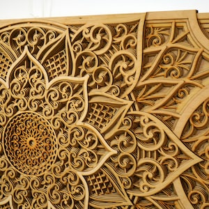 Wooden Mandala Wall Art, Laser Cut Decor, Sacred Geometry, Boho Wall Hanging, Spiritual Home image 6