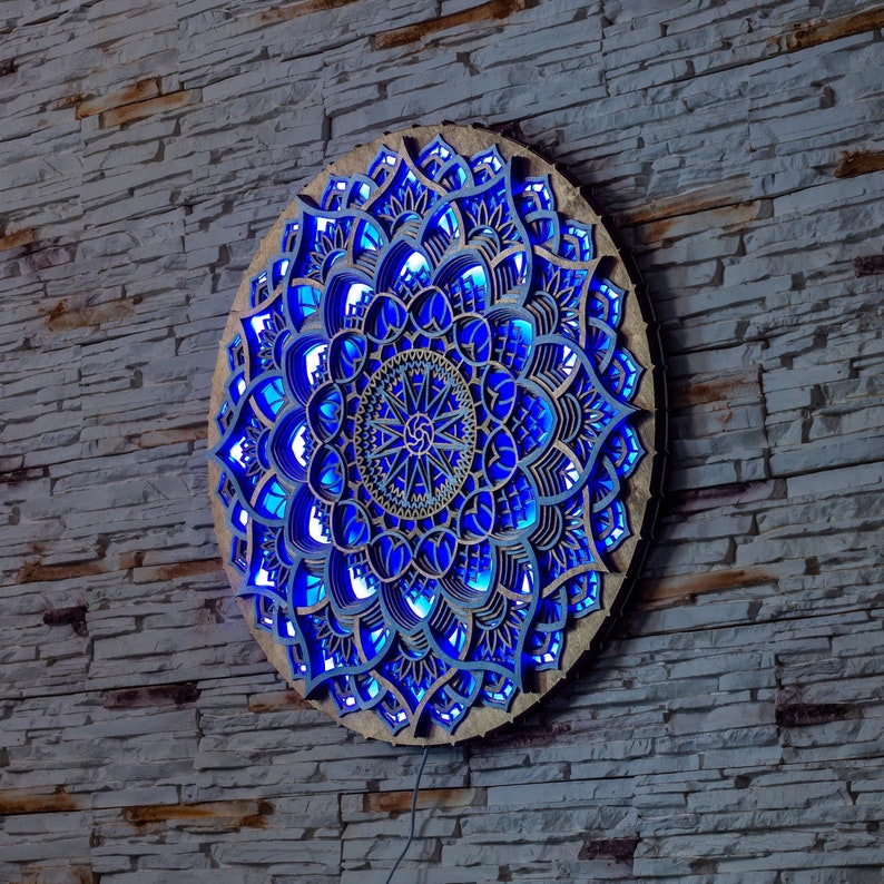 MANDALA LAMP SACRED Geometry Art, Eye-Catching Wall Decor with Glowing Led Lights