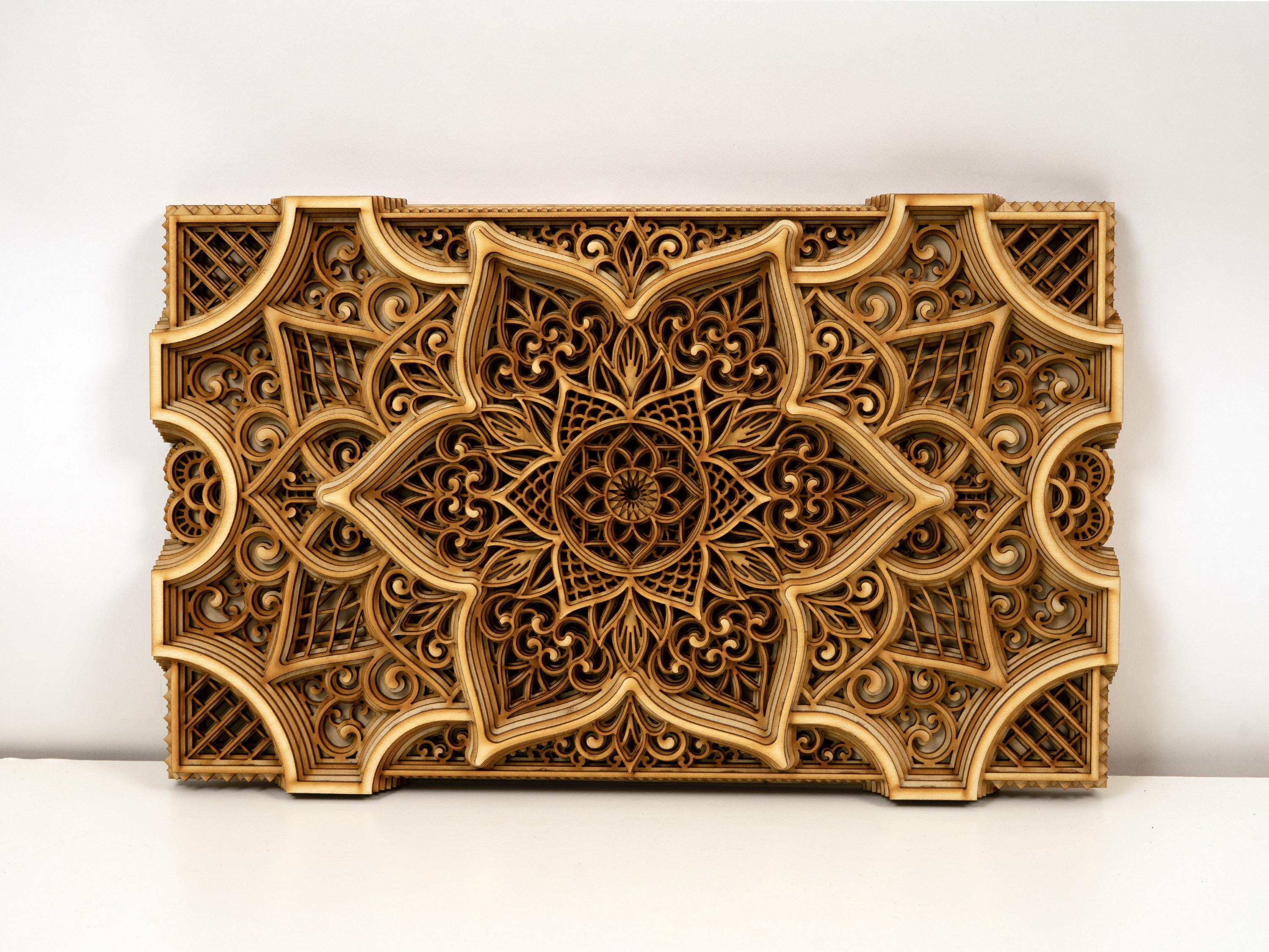 Boho Mandala Wooden Wall Art: Layered Laser Cut Bohemian Decor - Etsy