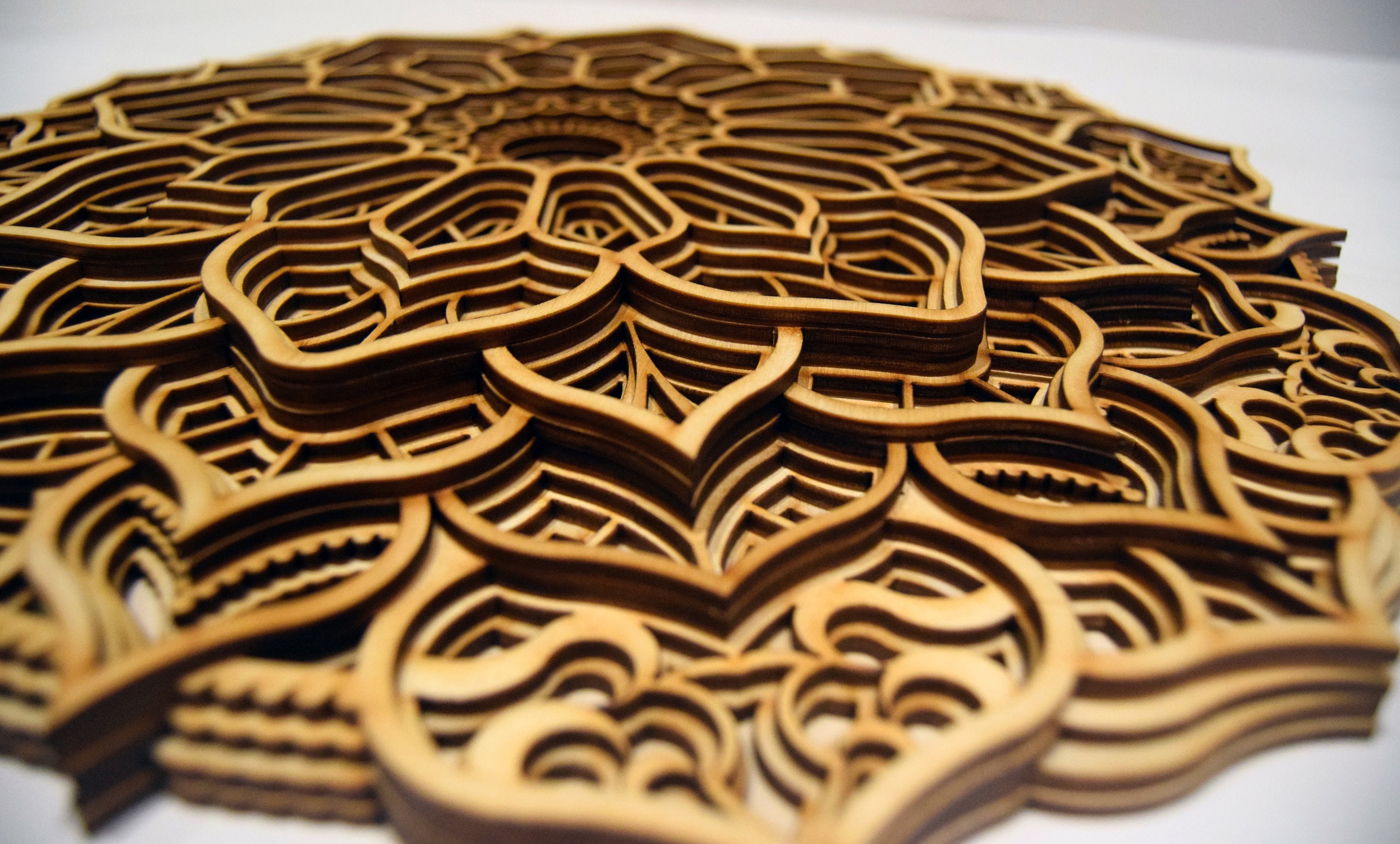 Layered Wood Mandala Wall Hanging New Home Gift Laser Cut Etsy