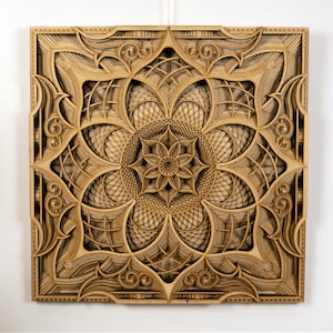 Mandala Wall Art, Wooden Home Decor, Sacred Geometry for Harmonious Spaces, Meditation Altar Yoga, Handmade Housewarming Wood Spiritual Gift