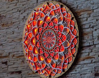 MANDALA LAMP SACRED Geometry Art, Eye-Catching Wall Decor with Glowing Led Lights