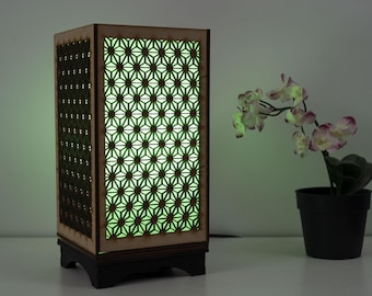 Geometric Wood Lamp, RGB Ambient Lighting, Optical Illusion Desk Decor