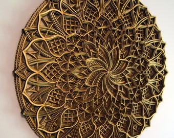 WOOD WALL ART, Handmade Mandala Decor, Sacred Geometry Wall Hanging, Spiritual Gift, Wooden Art