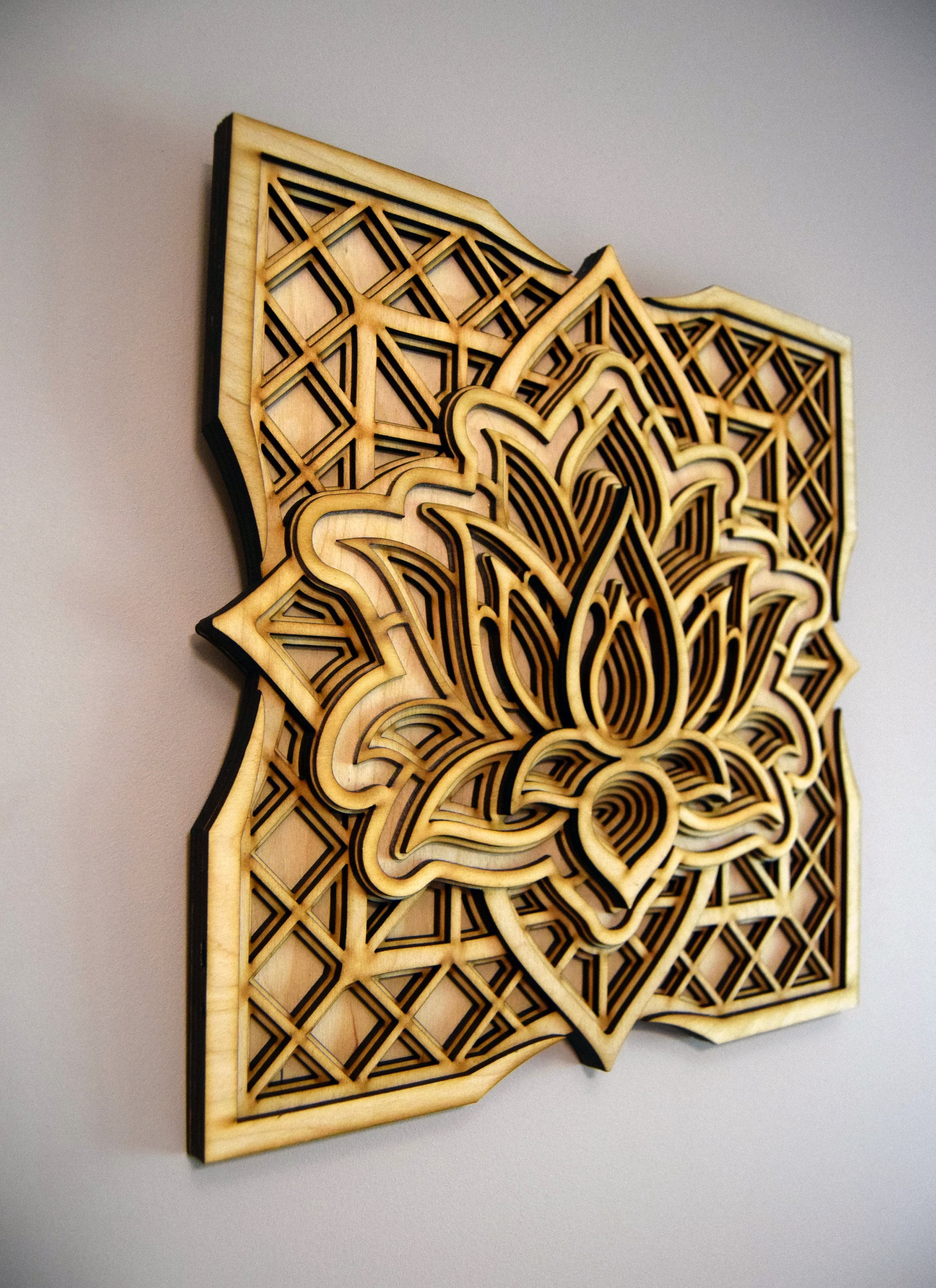 Lotus Mandala Wood Wall Art, Laser Cut Bohemian Decor - Etsy