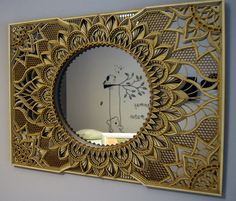 Art Deco Wall Mirror Black Mirror Wood Frame Mirror Etsy