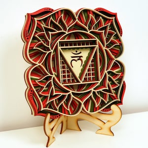 Root Chakra Mandala Muladhara Wall Art, Energy Center Wooden Wall Decor, Spiritual Handmade Gift for Yoga Studio Chakras Set, Shakti Energy