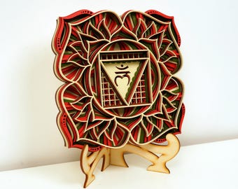 Root Chakra Mandala Wall Art, Muladhara Wooden Decor