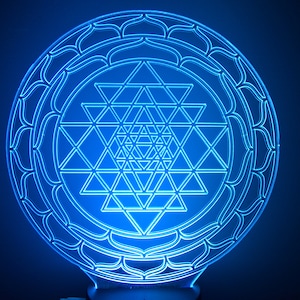 Sri Yantra Bedside LED Lamp, Color Changing Mandala Art, Spiritual Décor Night Light Lamp, Mini Lamp Night Lights, Spiritual Decoration