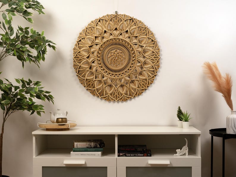 Housewarming Gift Mandala Art – A thoughtful handcrafted wooden decor piece, perfect for new homes and spiritual spaces