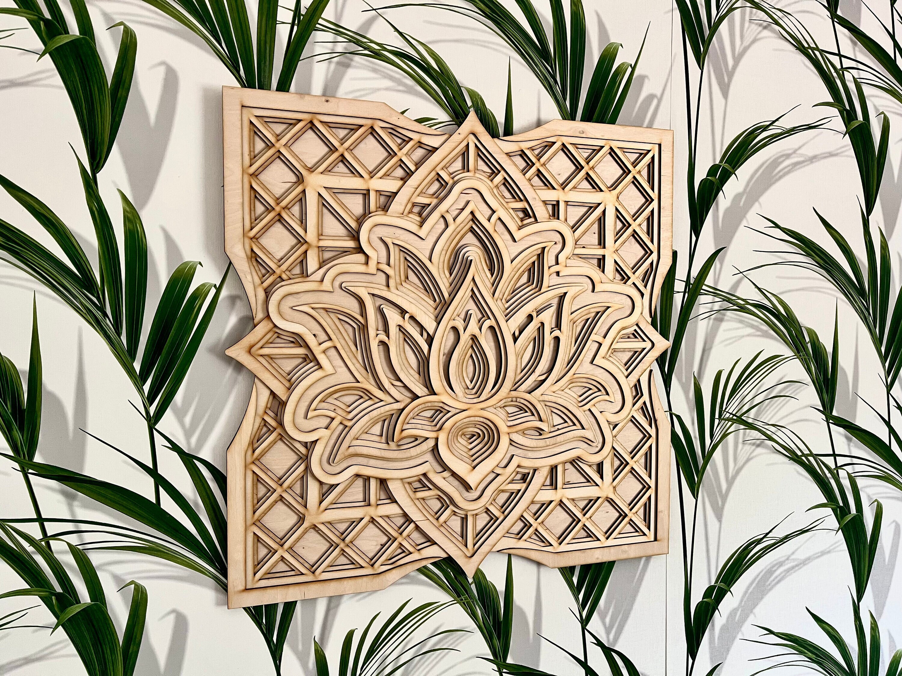 Lotus Mandala Wood Wall Art, Laser Cut Bohemian Decor - Etsy
