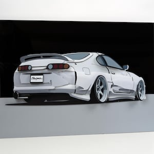 Rompecabezas 3D de madera Supra, kit de modelo de coche para armar, arte de pared cortado con láser, decoración de coches JDM, regalo automovilístico para entusiastas de los coches.