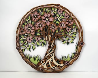Layered Plywood Tree of Life Wall Art, Boho Nature Inspired Home Decor