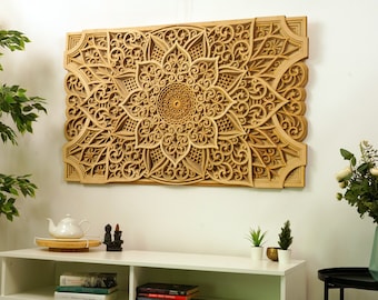 Wooden Mandala Wall Art, Laser Cut Decor, Sacred Geometry, Boho Wall Hanging, Spiritual Home