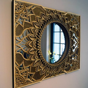 Wall Mirror Large | Mirror Wall Décor | Mandala Wall Art | Ornate Mirror