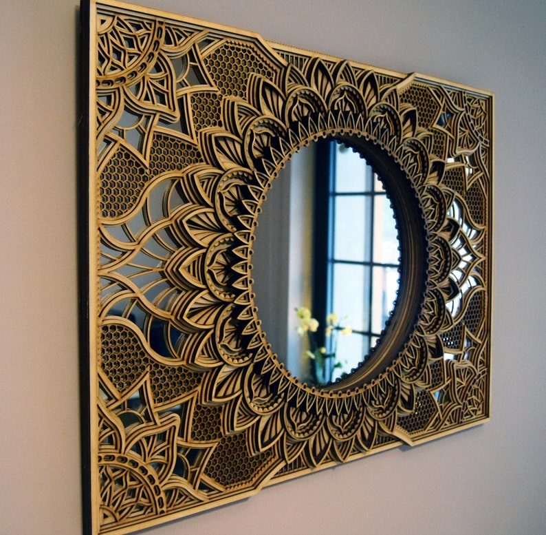 Wall Mirror Large | Mirror Wall Décor | Mandala Wall Art | Ornate Mirror 
