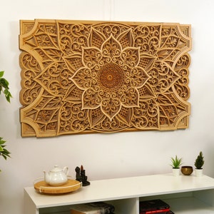Wooden Mandala Wall Art, Laser Cut Decor, Sacred Geometry, Boho Wall Hanging, Spiritual Home image 3