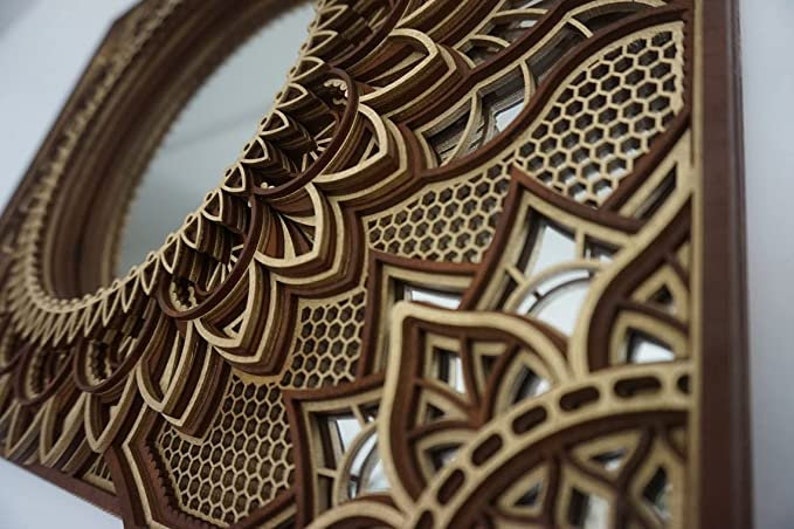 Contemporary-inspired mandala mirror piece radiating sophistication, perfect for open-concept living areas
