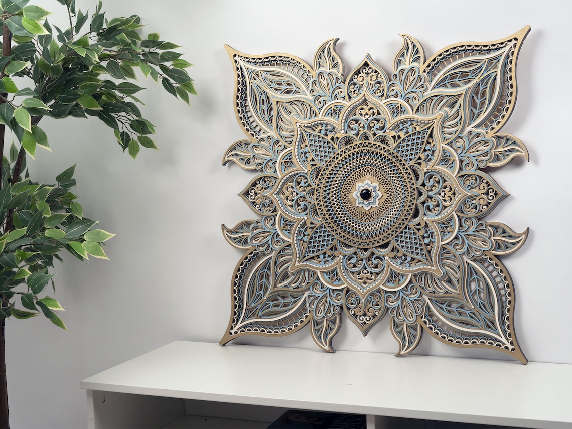 Layered Elegant Wood Mandala Wall Art, Boho Sacred Geometry Decor - Etsy