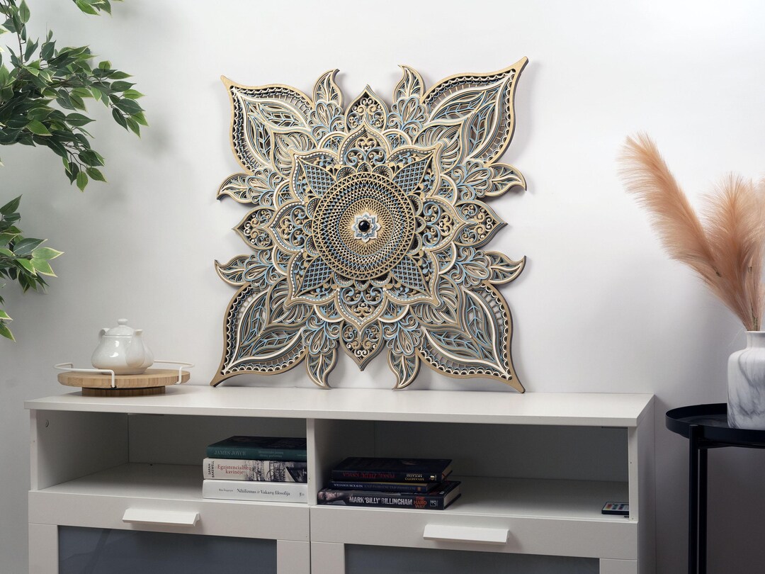 Layered Elegant Wood Mandala Wall Art, Boho Sacred Geometry Decor - Etsy