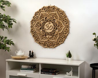 Kronchakra Mandala Väggkonst: Handgjord Sahasrara Spirituell Dekor