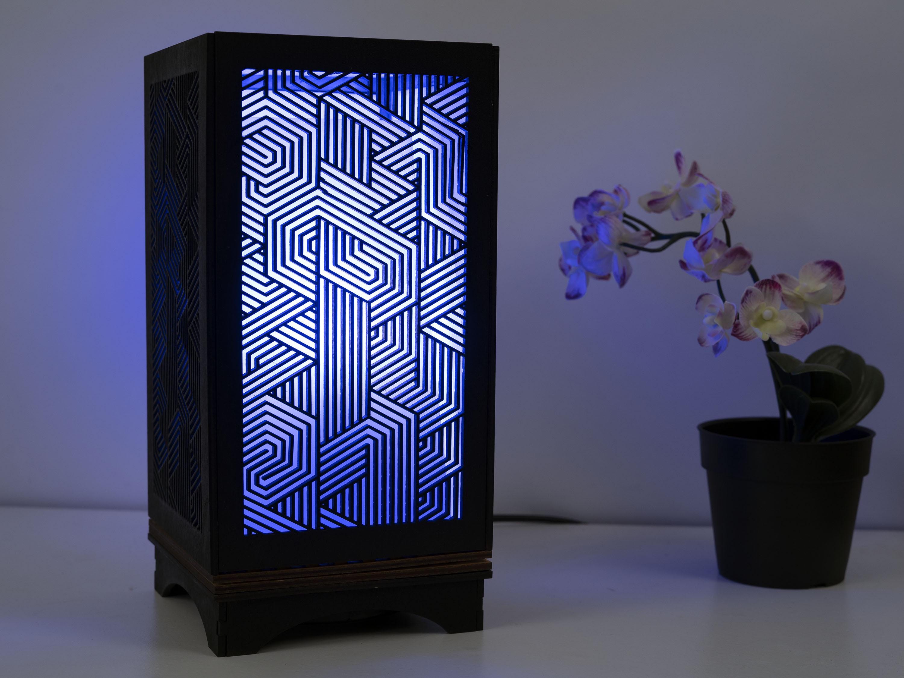 Optical Illusion RGB Lamp, Wooden Mood Light, Geometric Ambient ...