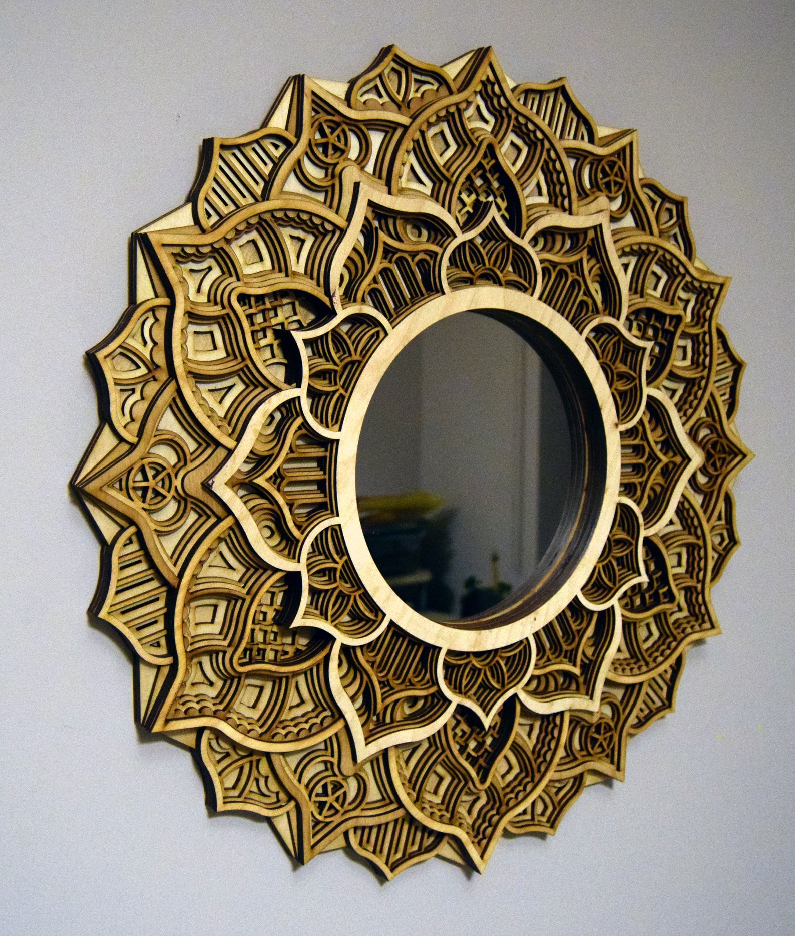 LARGE MIRROR ART Deco Mirror Boho Mandala Decorative Etsy