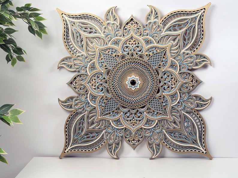 Layered Elegant Wood Mandala Wall Art, Boho Sacred Geometry Decor - Etsy