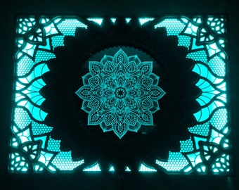 MANDALA LED, FLOWER Led Light, Enhance Your Home Decor with a Stunning Mandala Flower Wall Hanging | Led Lights Gaming Room Decor for Wall
