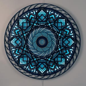 Mandala Lamp LED Wall Decor, Color Changing Psychedelic Light Art, Boho Mandala Wall Hanging, Spiritual Room Accent Night Light