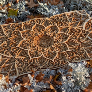 autumn leaves wooden handcrafted wall decor mandala accent