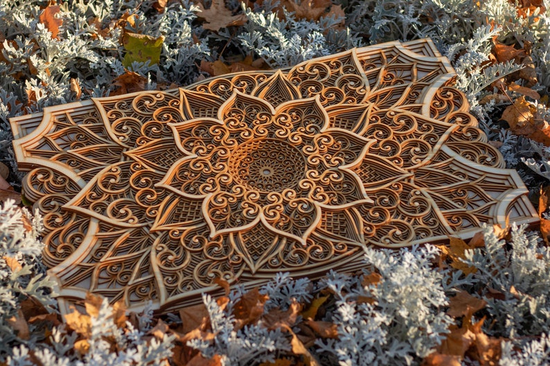 autumn leaves wooden handcrafted wall decor mandala accent