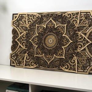 Boho style wooden mandala wall decor creating a calm and balanced atmosphere in a modern interior space