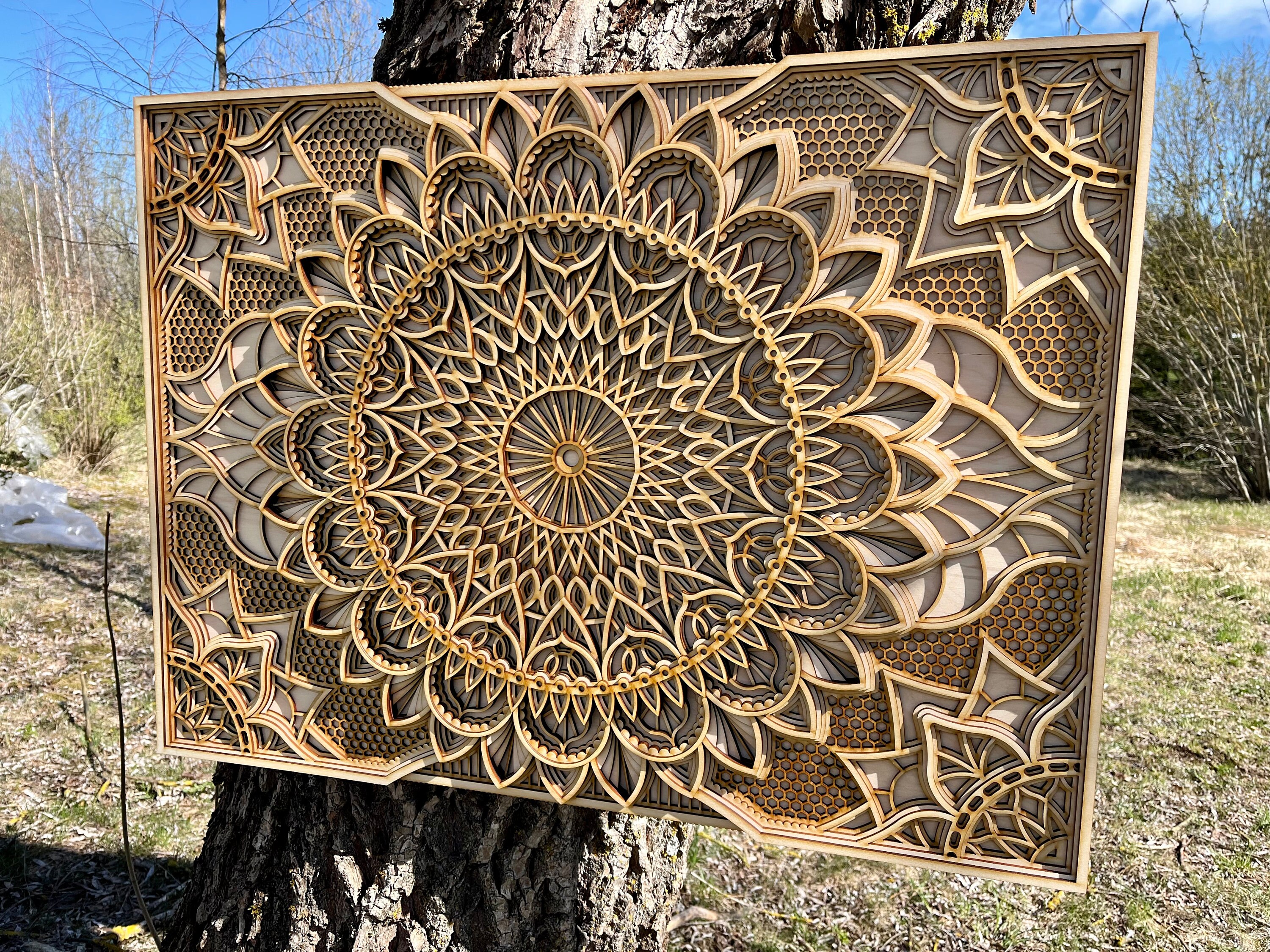 WOOD MANDALA WALL Art Natural Finish Wooden Home Decor