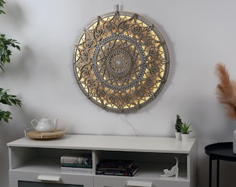 Mandala Lamp – Sacred Geometry LED Art