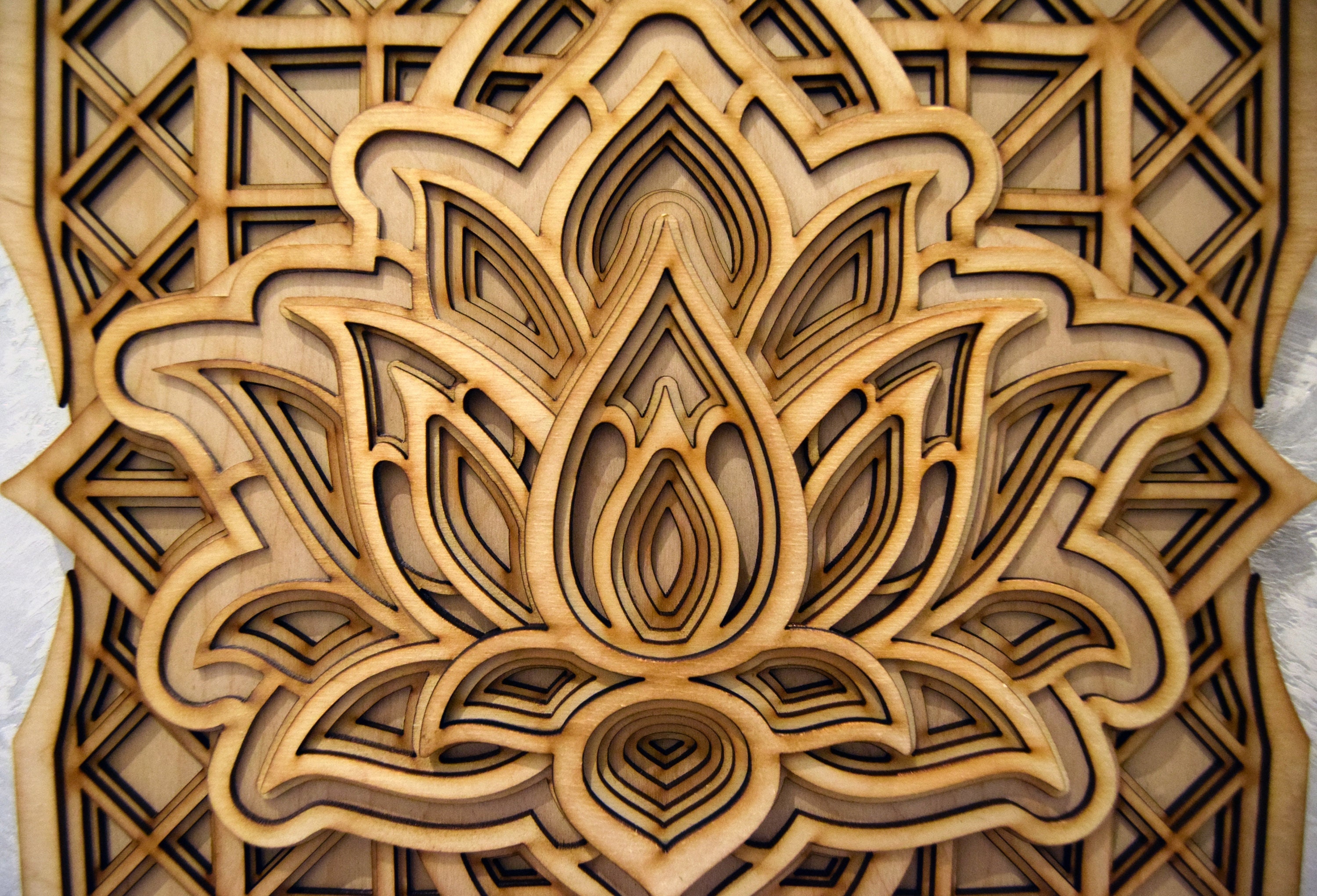 Lotus Mandala Wood Wall Art, Laser Cut Bohemian Decor - Etsy