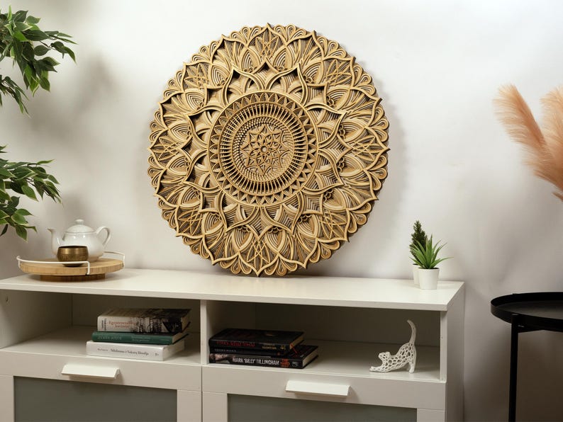 Handcrafted Spiritual Wooden Art – A unique and meaningful decor piece, perfect for meditation rooms and sacred spaces