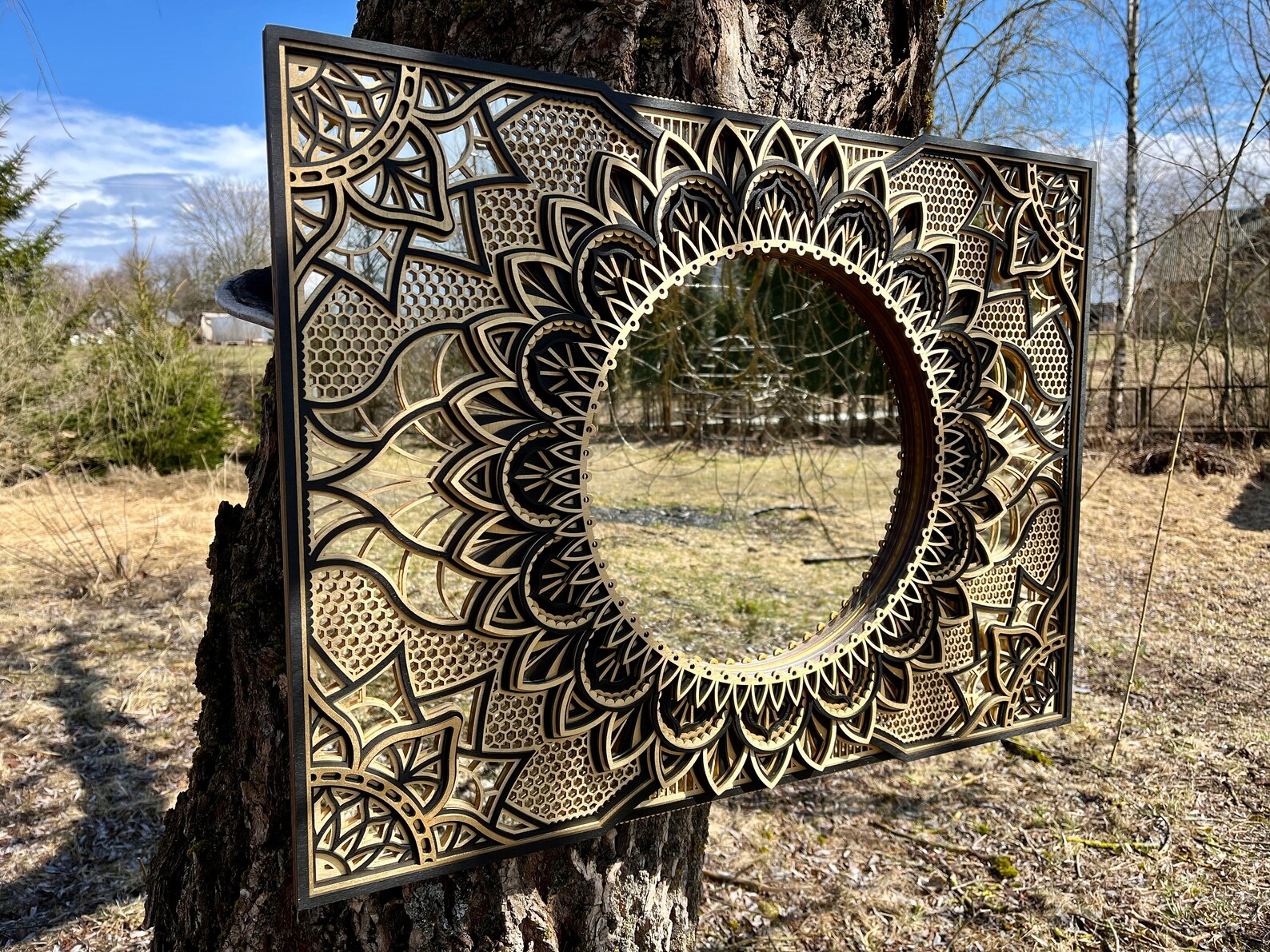 Wall Mirror Large Mirror Wall Décor Mandala Wall Art Etsy