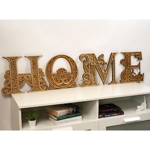 Letras de madera personalizadas independientes, letras personalizadas en 3D, arte de pared de madera natural, regalo de boda rústico hecho a mano, alfabeto de decoración boho